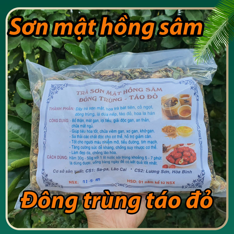 Trà Sơn Mật Hồng Sâm Đông Trùng Táo Đỏ-Túi 500Gr