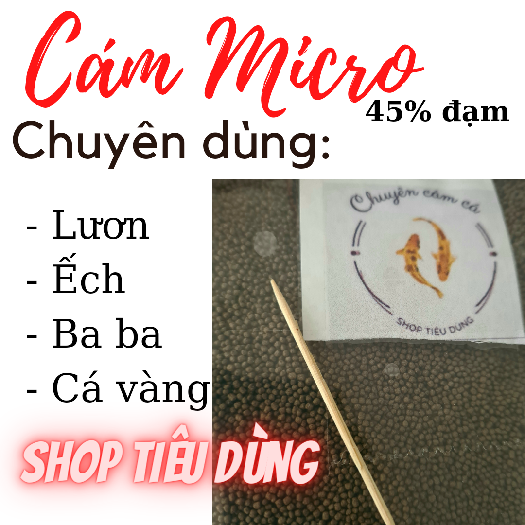 1 kg Cám 1mm 45% đạm thức ăn cho lươn , ếch , ba ba, cá vàng , cá chép koi , betta , guppy , baba cám micro