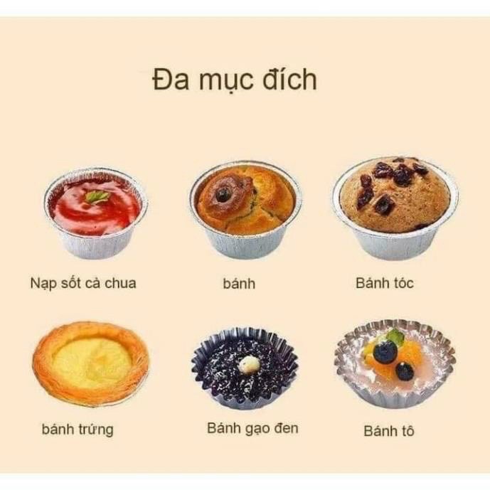 Sét 100 đế cốc chén giấy bạc lót khuôn nướng bánh , hàu  Tart trứng , bát đựng gia vị , nước chấm tiện lợi , khả năng chịu nhiệt cao