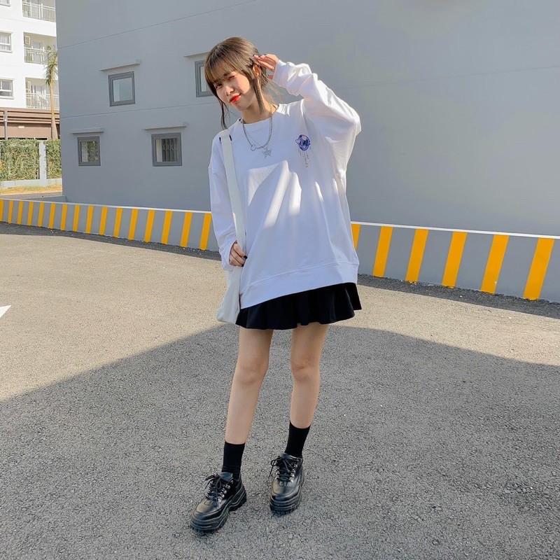 Áo Sweater Nỉ Bông in UNI MOON Unisex Nam Nữ Tay Dài Form Rộng Ulzzang