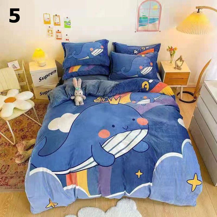 Bộ chăn ga gối vải nỉ nhung 4 món hình 3D họa tiết gấu siêu đẹp – chăn mền, drap giường, vỏ gối - ga giường đủ size