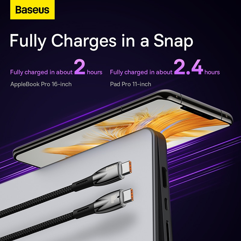 Cáp Sạc Nhanh Công Suất Cao Baseus Glimmer Series Fast Charging Data Cable Type-C to Type-C 100W - Hàng chính hãng