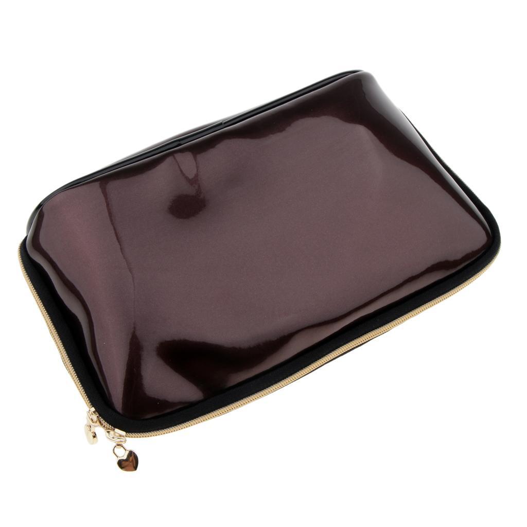 PVC Traveling Makeup Organizer Bag Portable Toiletry Zipper Pouch Black