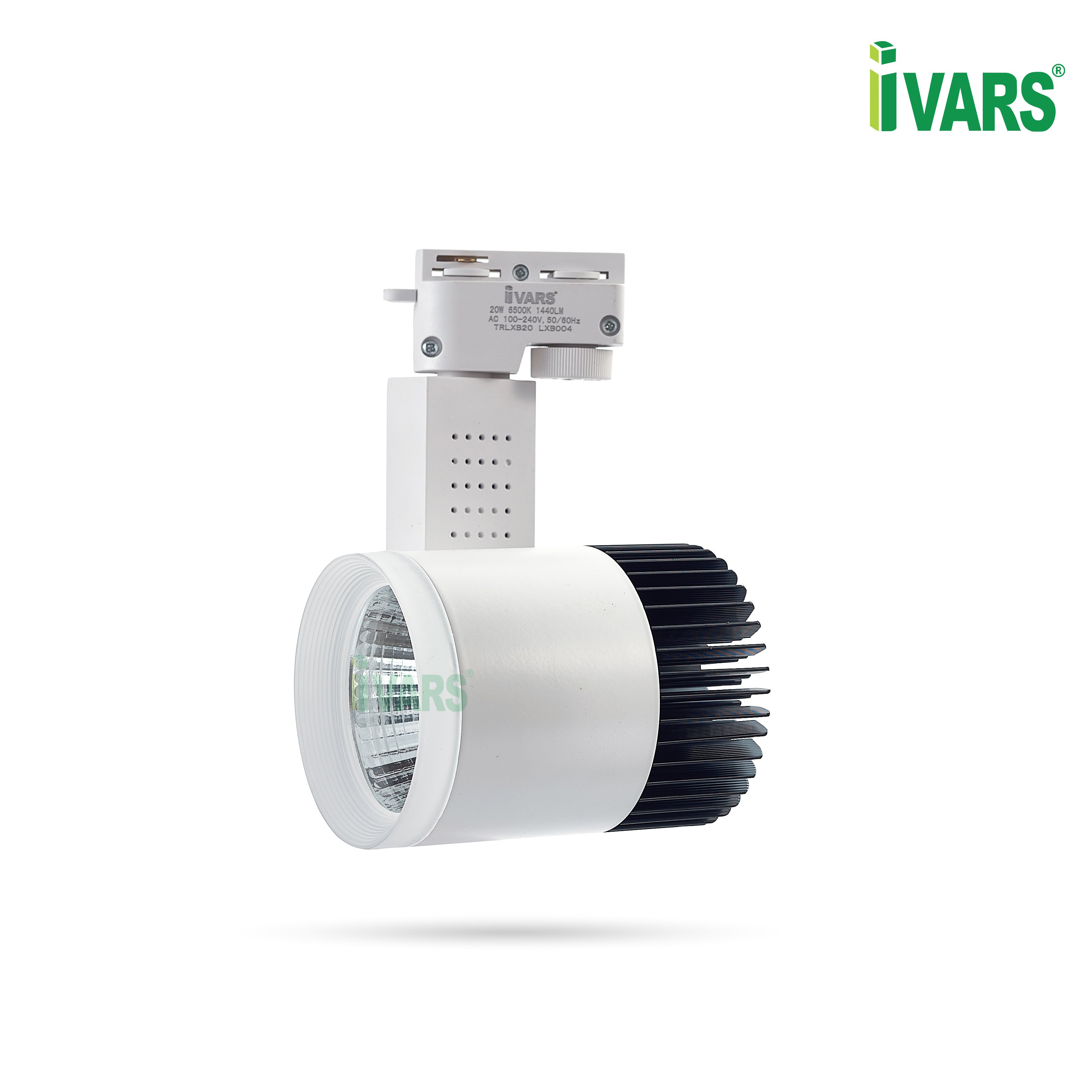Đèn LED COB rọi chiếu điểm IVARS - công suất 20W - Thân Trắng Đuôi Đen - Ánh Sáng Trắng