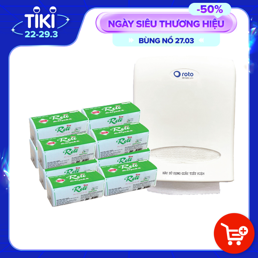 Combo 1 hộp đựng giấy lau tay RT8038A màu trắng gắn tường và 10 gói khăn giấy lau tay một lớp RTE20-1