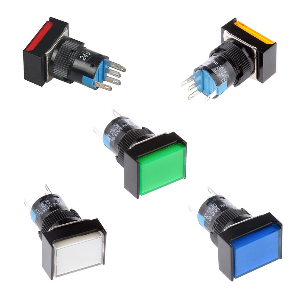 Nút Nhấn DC 24 Giây Tự đặt Lại Hình Chữ Nhật Chuyển đổi W / Đèn LED