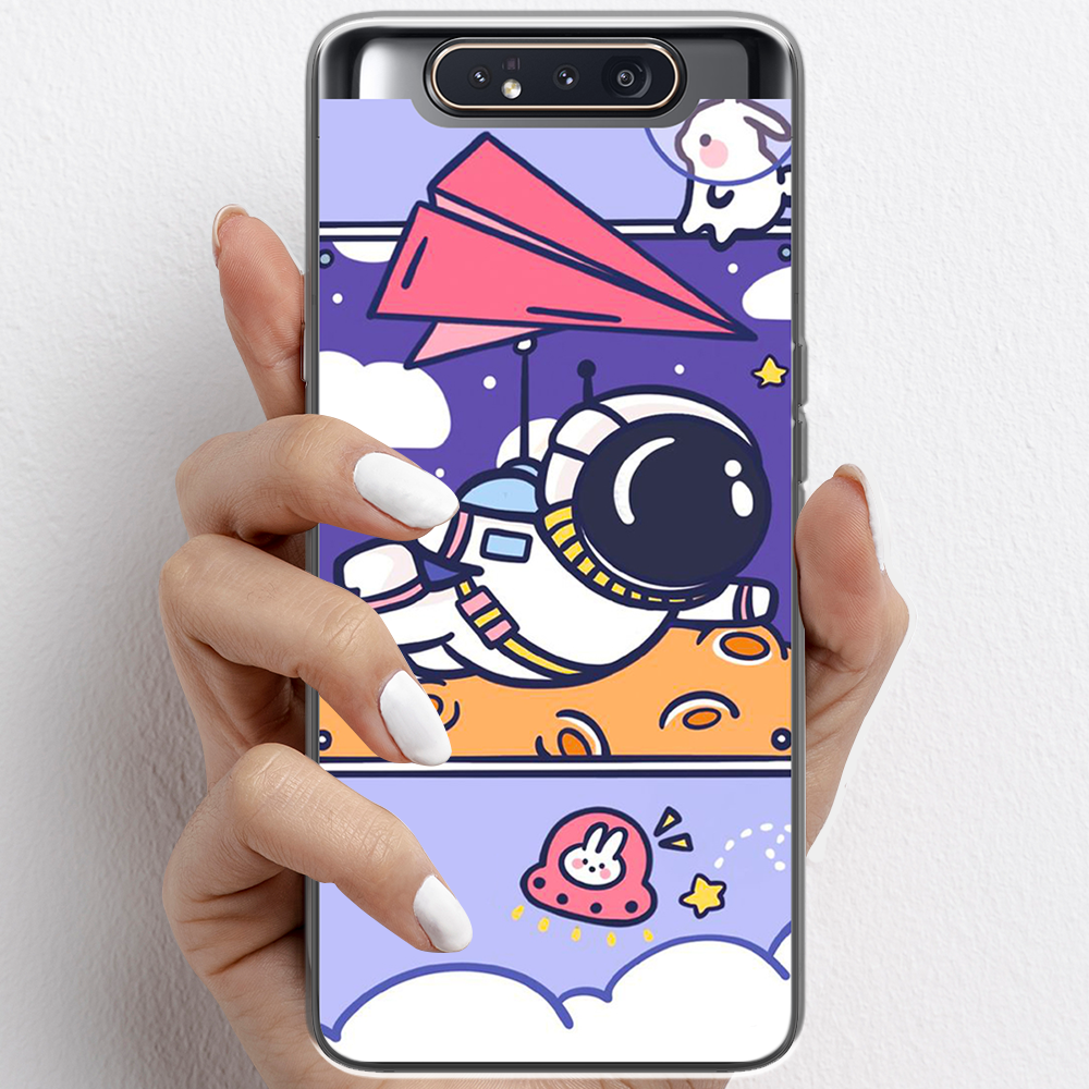 Ốp lưng cho Samsung Galaxy A80 nhựa TPU mẫu Phi hành gia tím