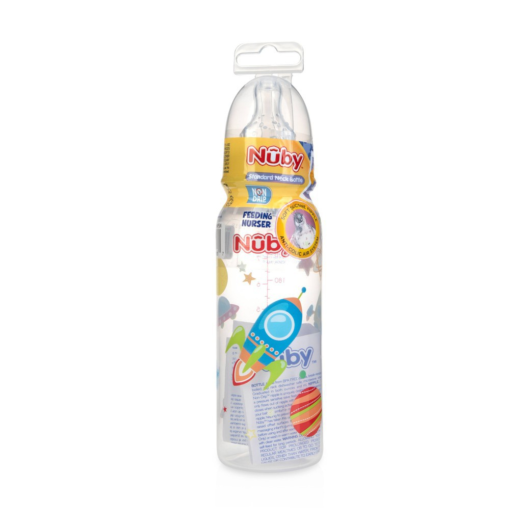 Bình sữa chống sặc cổ hẹp Nuby non-drip 120ml - 240ml