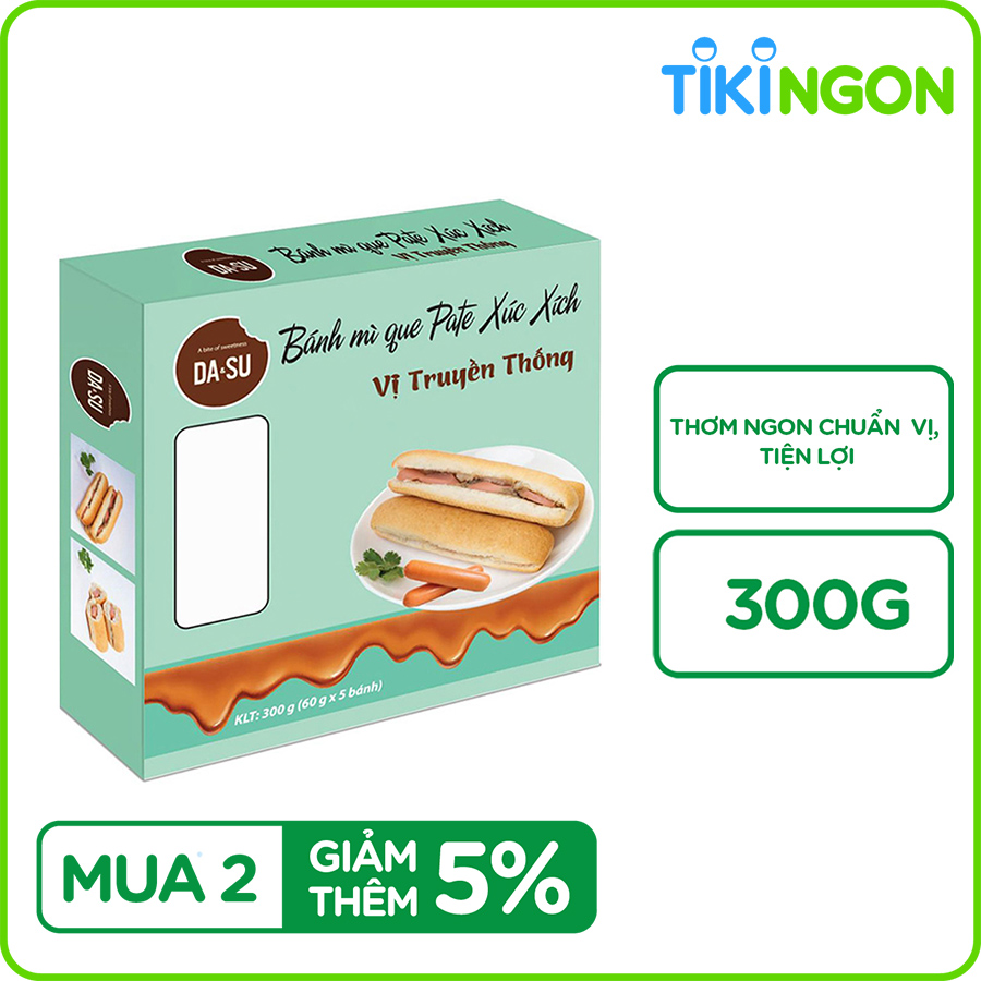 Bánh Mì Que Pate Xúc Xích - Vị Truyền Thống Da Su Đông Lạnh 300g