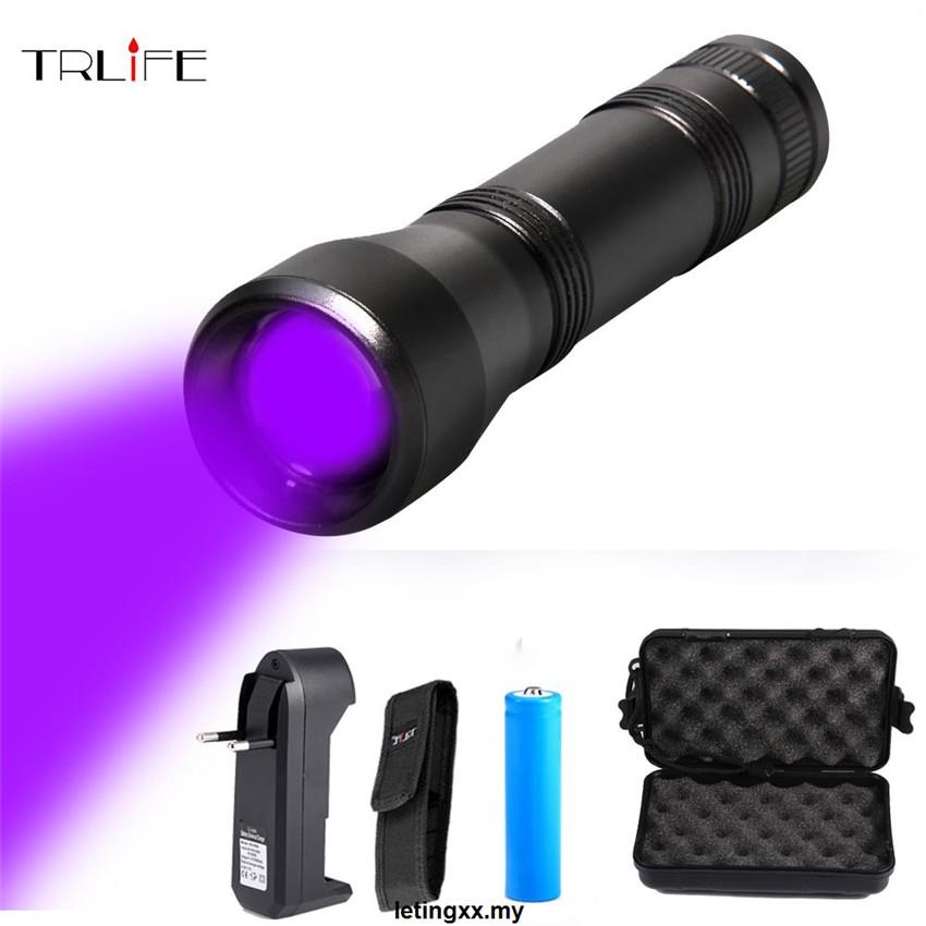 Đèn Pin Tia Cực Tím 5 Chế Độ Tia Cực Tím 395nm Sử Dụng Pin 18650