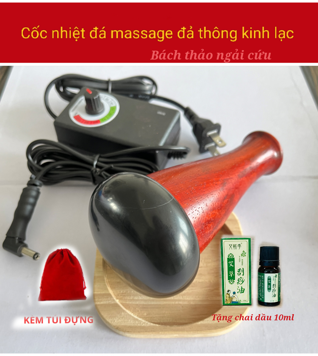 Dụng cụ Massage đá nóng Body, Cốc Đá Nóng Đả Thông Kinh Lạc, Máy Đá Nóng Massage Chỉnh Nhiệt Độ Dưỡng Sinh