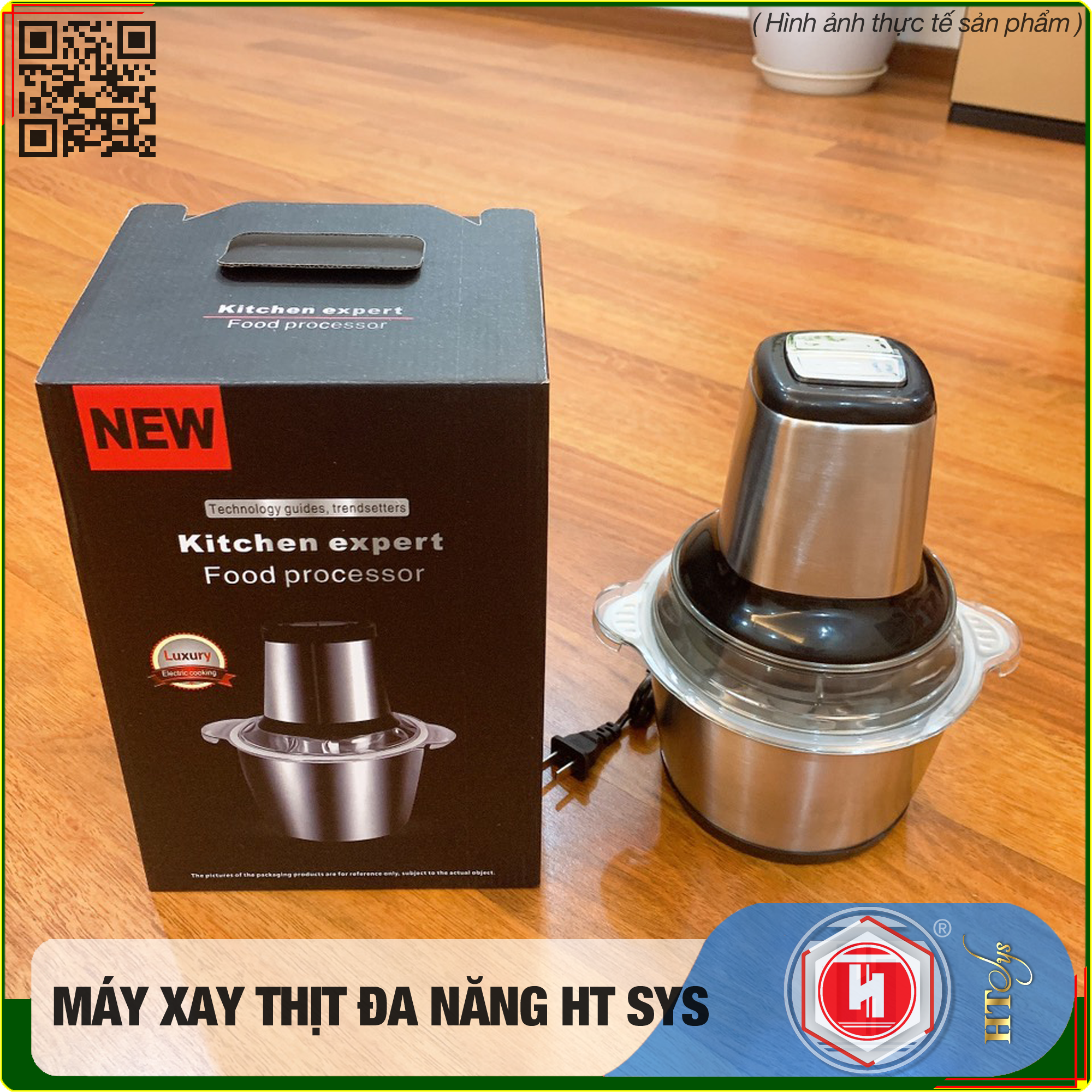 Máy xay đa năng HT SYS - 250W - Máy Xay Hành, Tỏi, Rau Củ ,Thịt Dung Tích 2L - 4 Lưỡi dao - Cối inox 304 - Hàng Nhập Khẩu