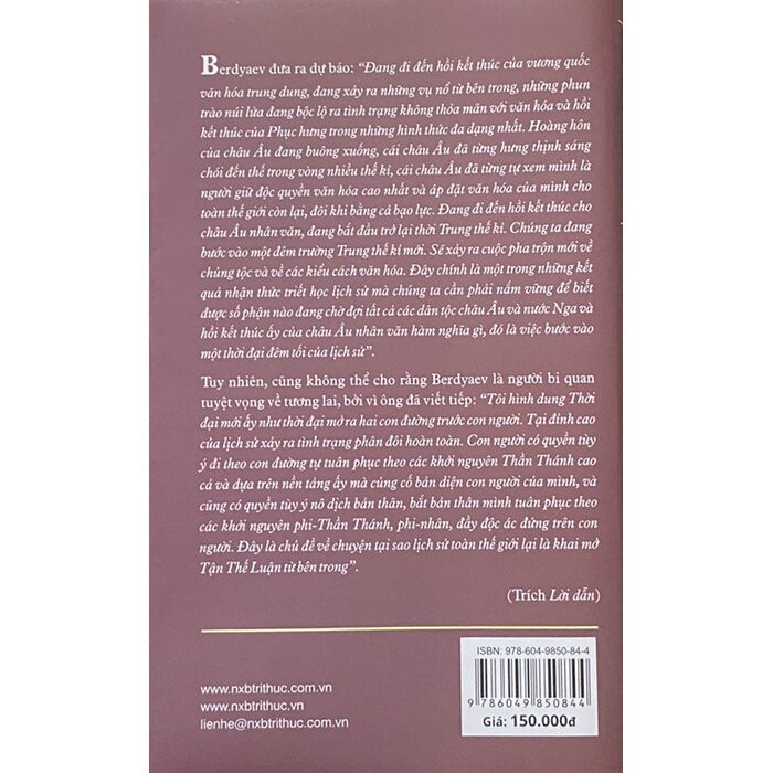 Ý Nghĩa Của Lịch Sử - Nikolay Berdyaev - Nguyễn Văn Trọng dịch - (bìa mềm)