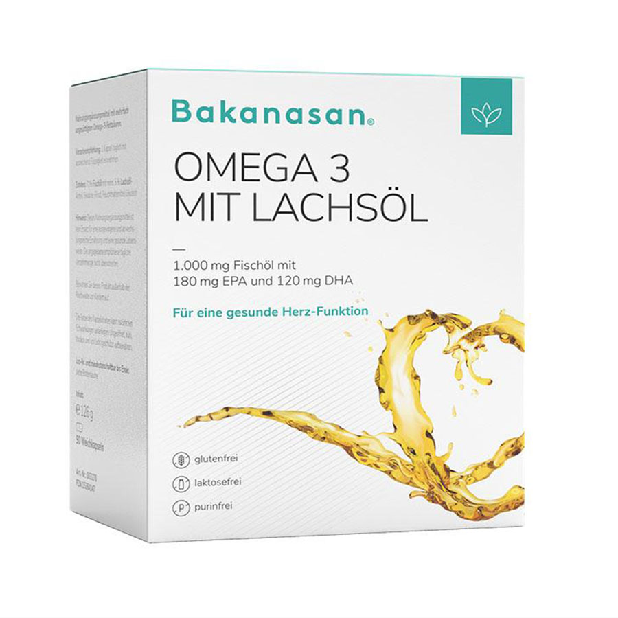 Dầu cá Omega 3 Mit Lachsol nhập khẩu nguyên hộp từ Bakanasan Đức Hộp 30 viên, giúp tăng cường trí não, thị lực, tim mạch