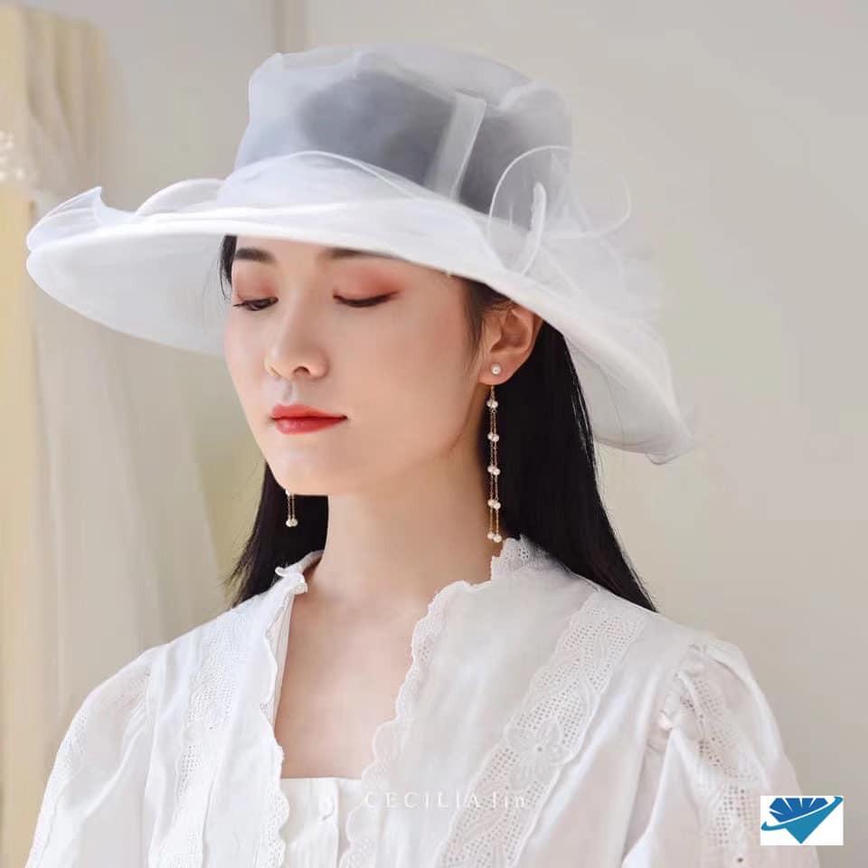 Bông tai bạc tua trai thả dài MS95