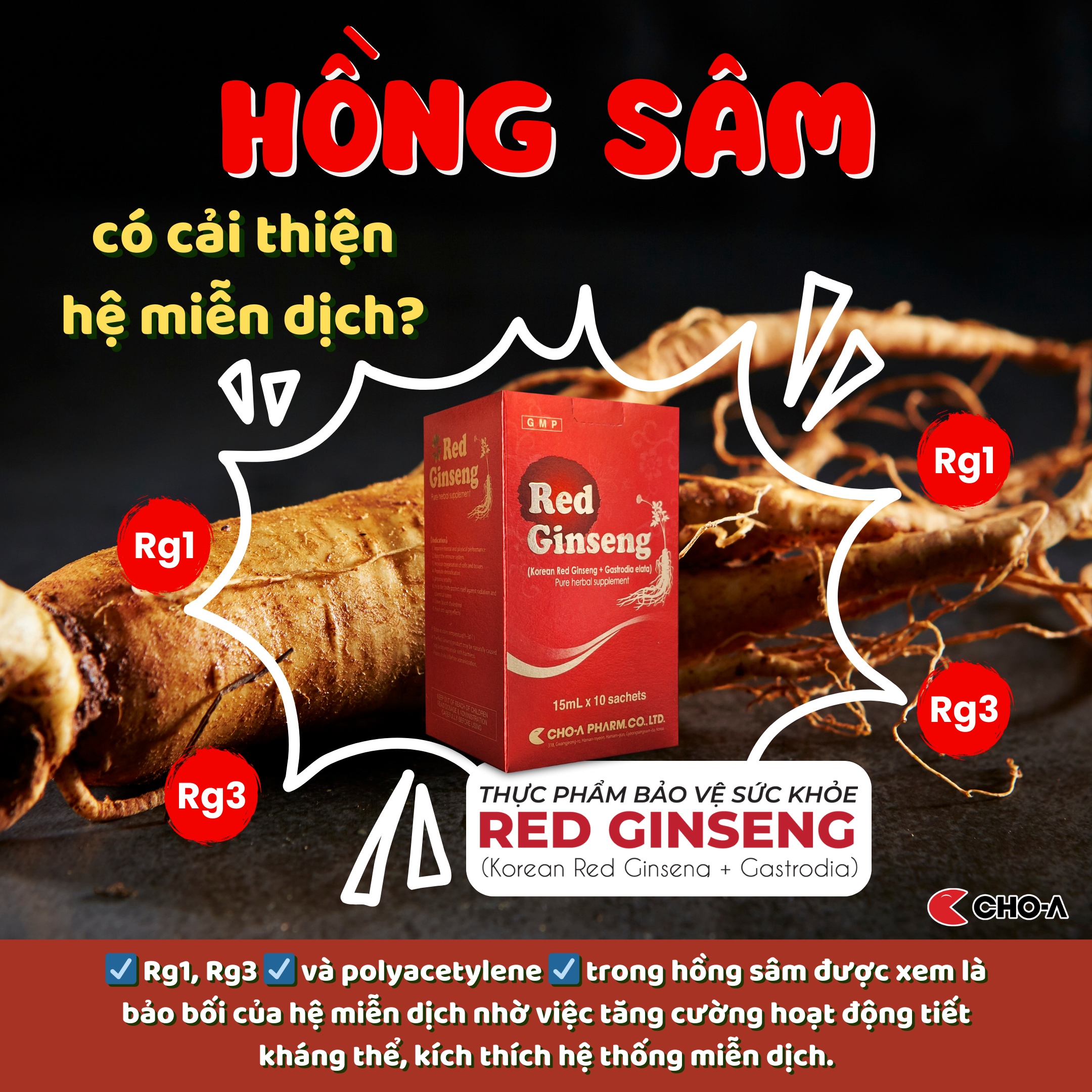 Hồng Sâm Hàn Quốc Red Ginseng Hỗ Trợ Chống Lão Hóa Da (1 Gói x 15ml)