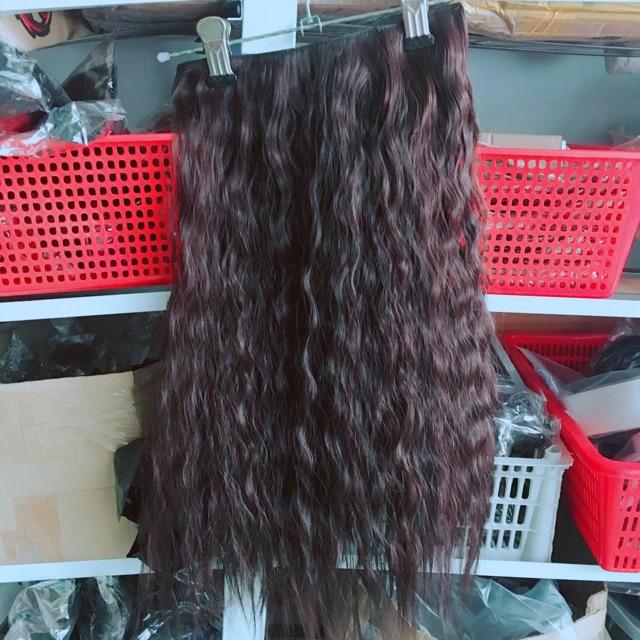 Tóc giả kẹp phím 6 kẹp xù mì- hình thật