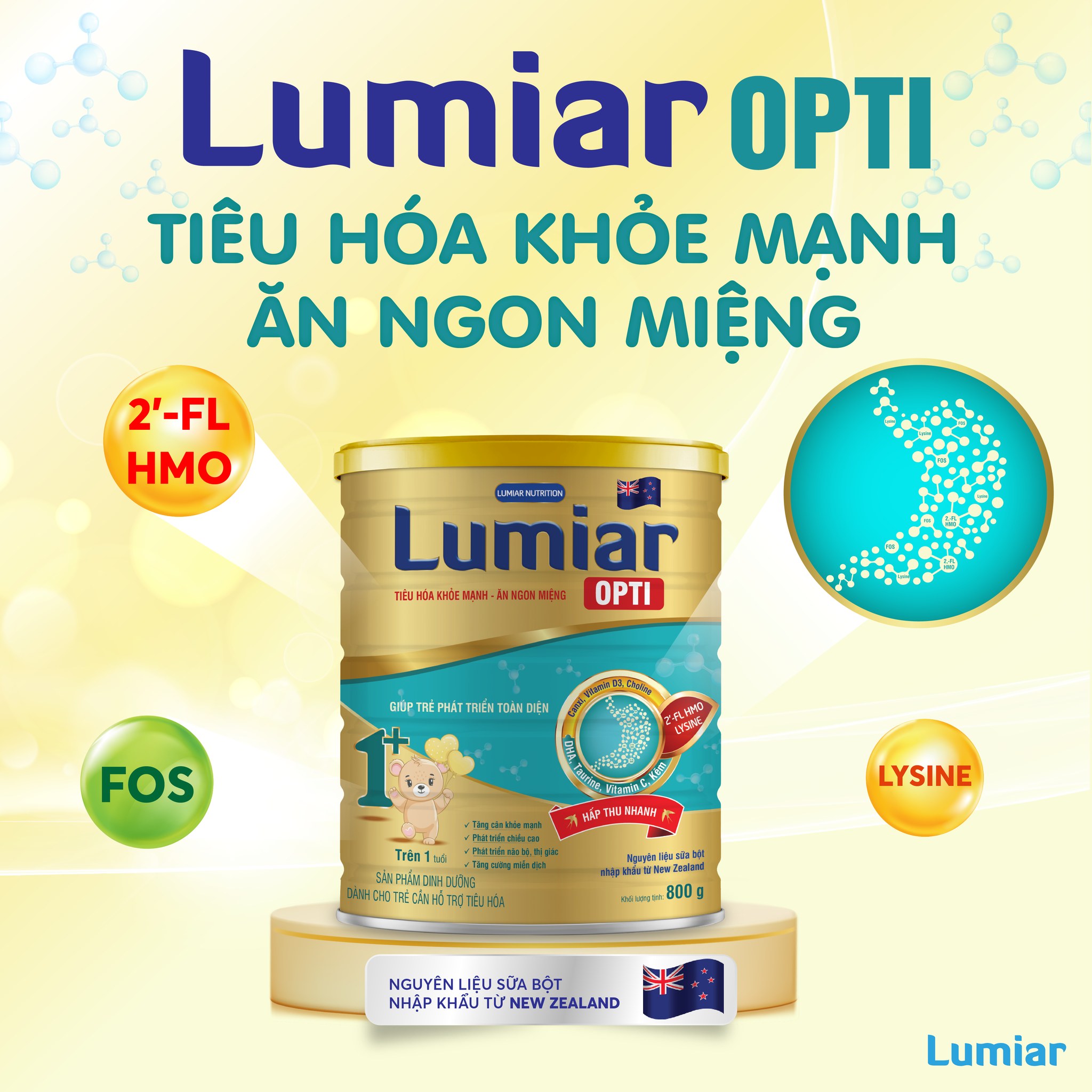Combo 5lon Sữa công thức Lumiar Opti 1+ lon 800g - Tiêu hoá khoẻ mạnh, Ăn ngon miệng, Phát triển toàn diện