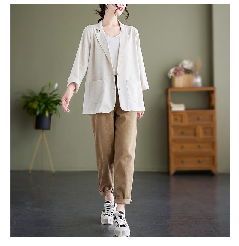 Áo blazer nữ công sở dài tay, kiểu dáng cơ bản dễ mặc, chất liệu linen bột cao cấp CS03