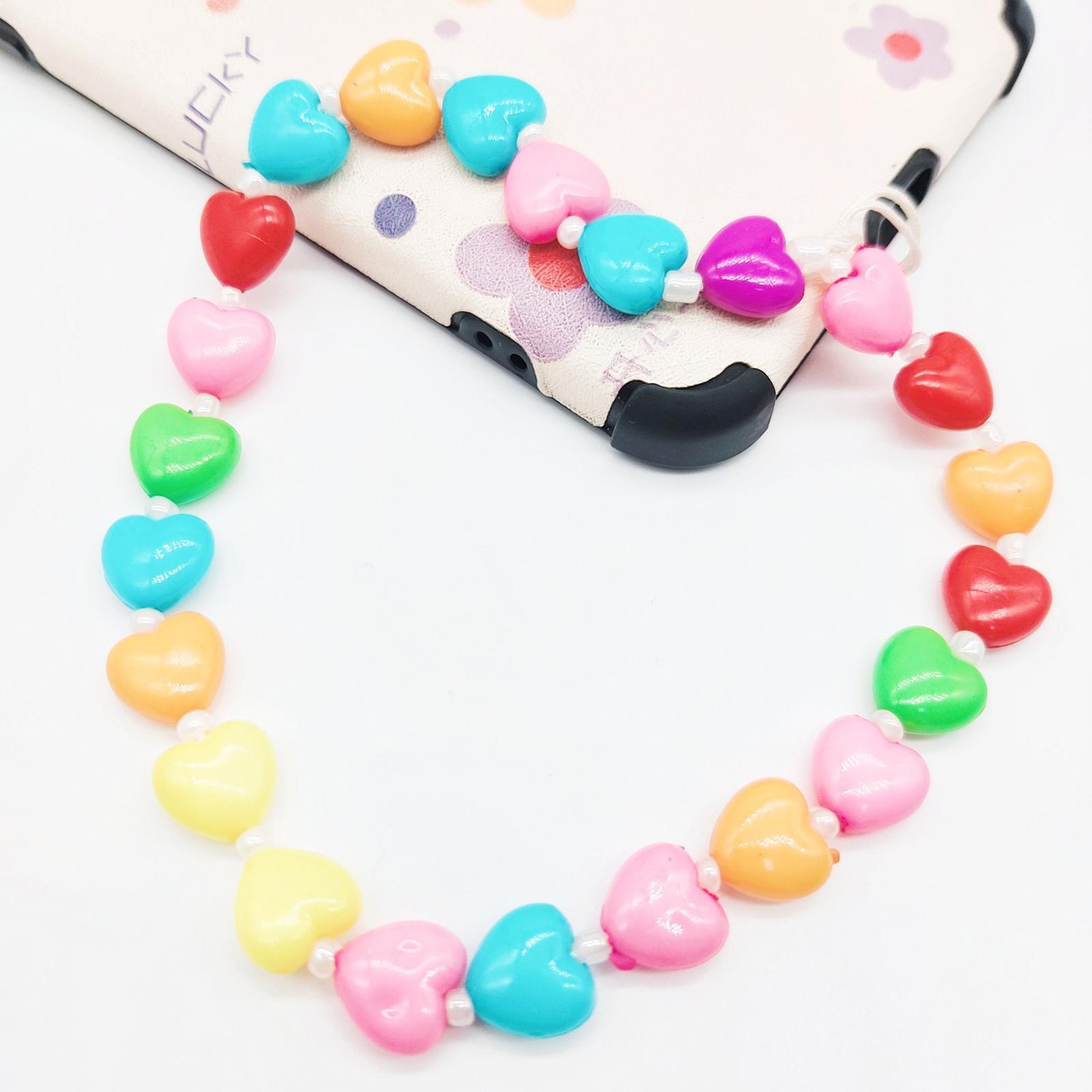 Resin Phone Chain Strap Lanyard Beaded Key Chains for Women Girls Anti Lost