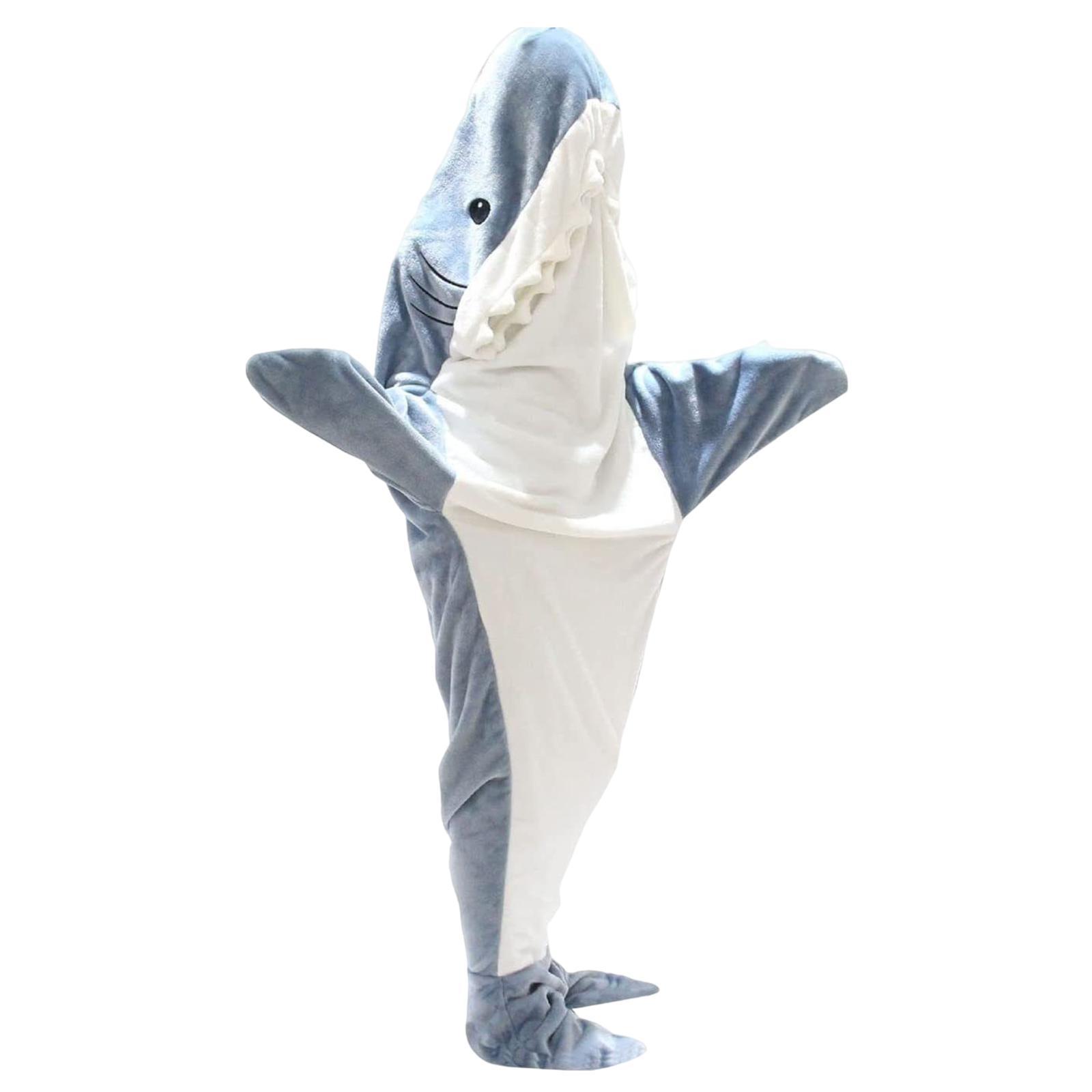Blanket Wearable Shark Sleeping Bag Blanket Hoodie Sleep Dress Flannel Sleepwear Cute Plush Cozy Cosplay Costume for Celebration