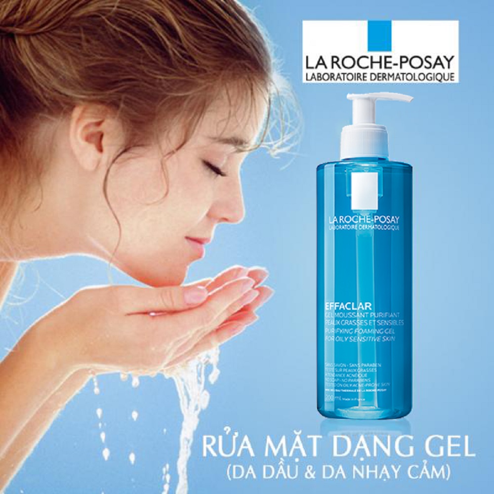 Gel Rửa Mặt Tạo Bọt Dành Cho Da Dầu Nhạy Cảm La Roche-Posay Effaclar Purifying Foaming Gel  400ml + Tặng 1 Móc Khóa Nhựa 2 Mặt