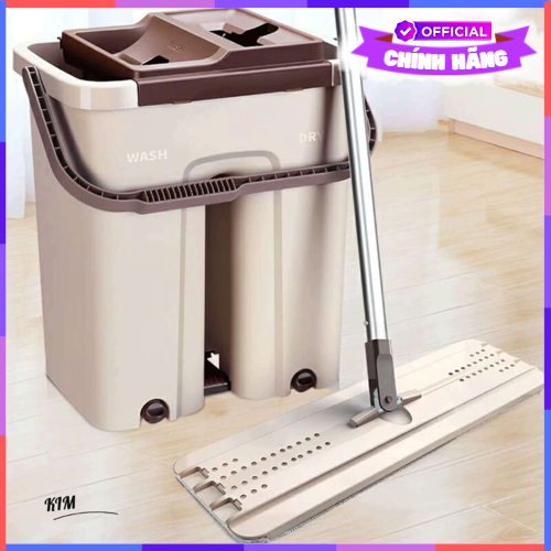 Chổi Lau Nhà Vouller - Cây Lau Nhà Tự Vắt – Xoay 360 Độ Thông Minh Kèm Thùng Vắt 2 Ngăn Size Lớn Bh-M1 - Hàng Chính Hãng