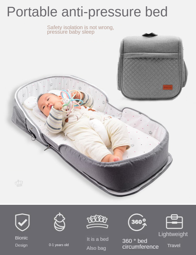 It shop - Giường nôi 2In1 Folding Portable Baby Crib Bed trẻ em chống muỗi có thể gấp mang đi