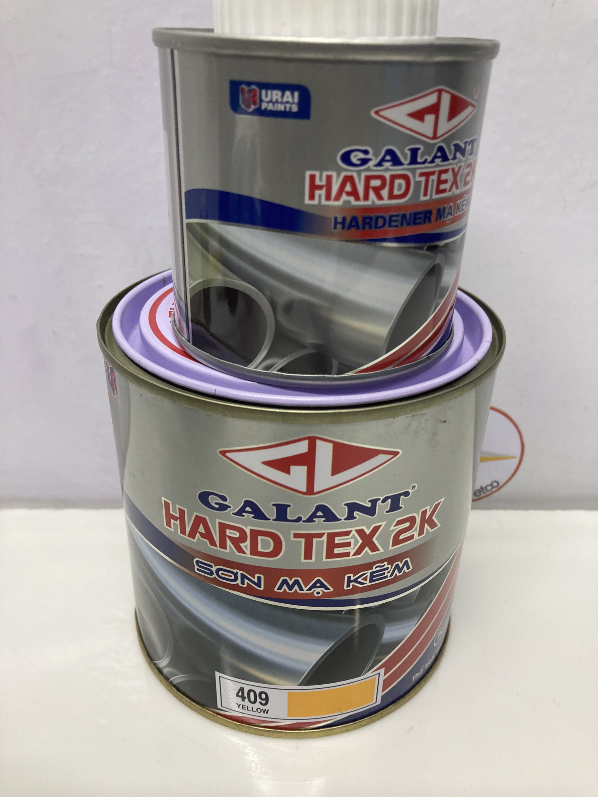 Sơn sắt mạ kẽm không cần lót Galant Hard Tex 2K Flat White F422 1L/bộ