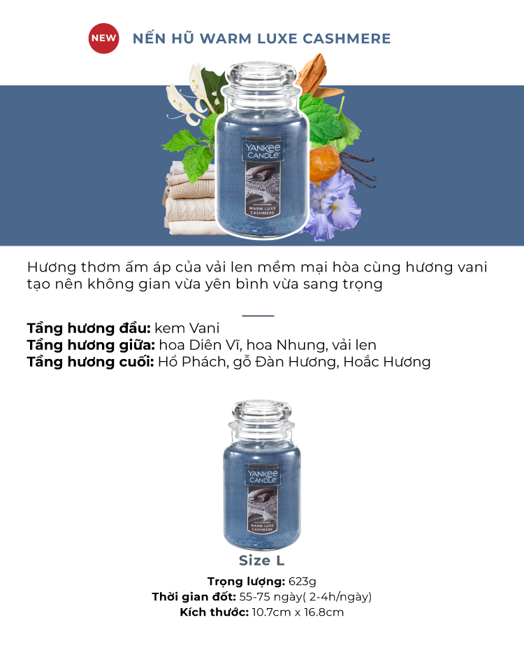 Nến hũ Yankee Candle size L - Warm Luxe Cashmere