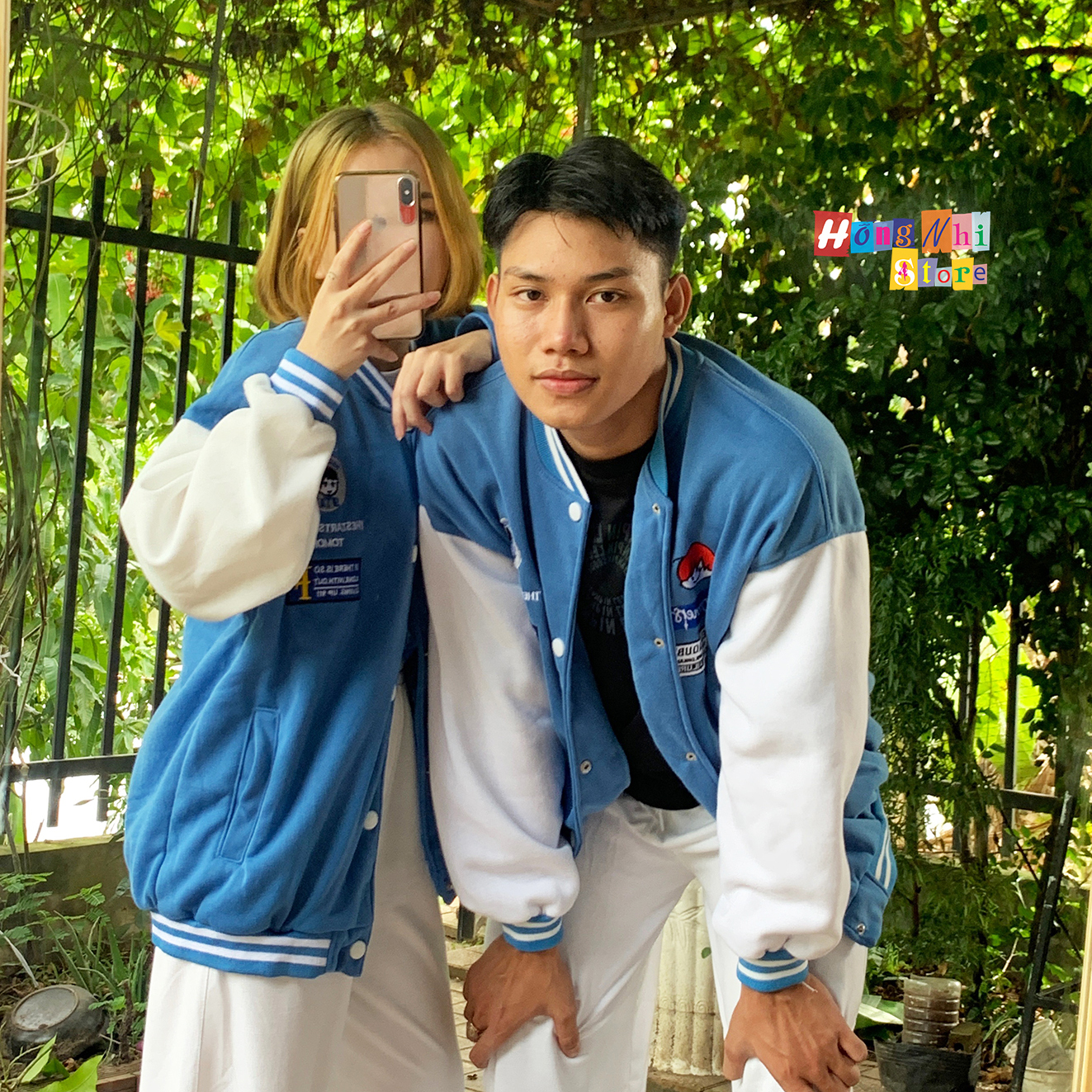 Áo Khoác Bomber Thêu Hình Cô Bé Cậu Bé Ulzzang Unisex Dáng Rộng Nam Nữ - MM