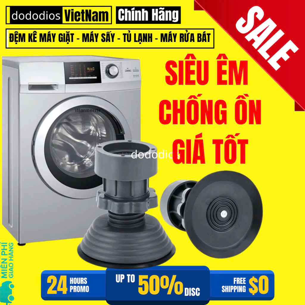 Bộ 4 Chân Chống Rung Máy Giặt Thiết Kế Tăng Giảm Chiều Cao Đế Cao Su Chống Rung Chống Trượt