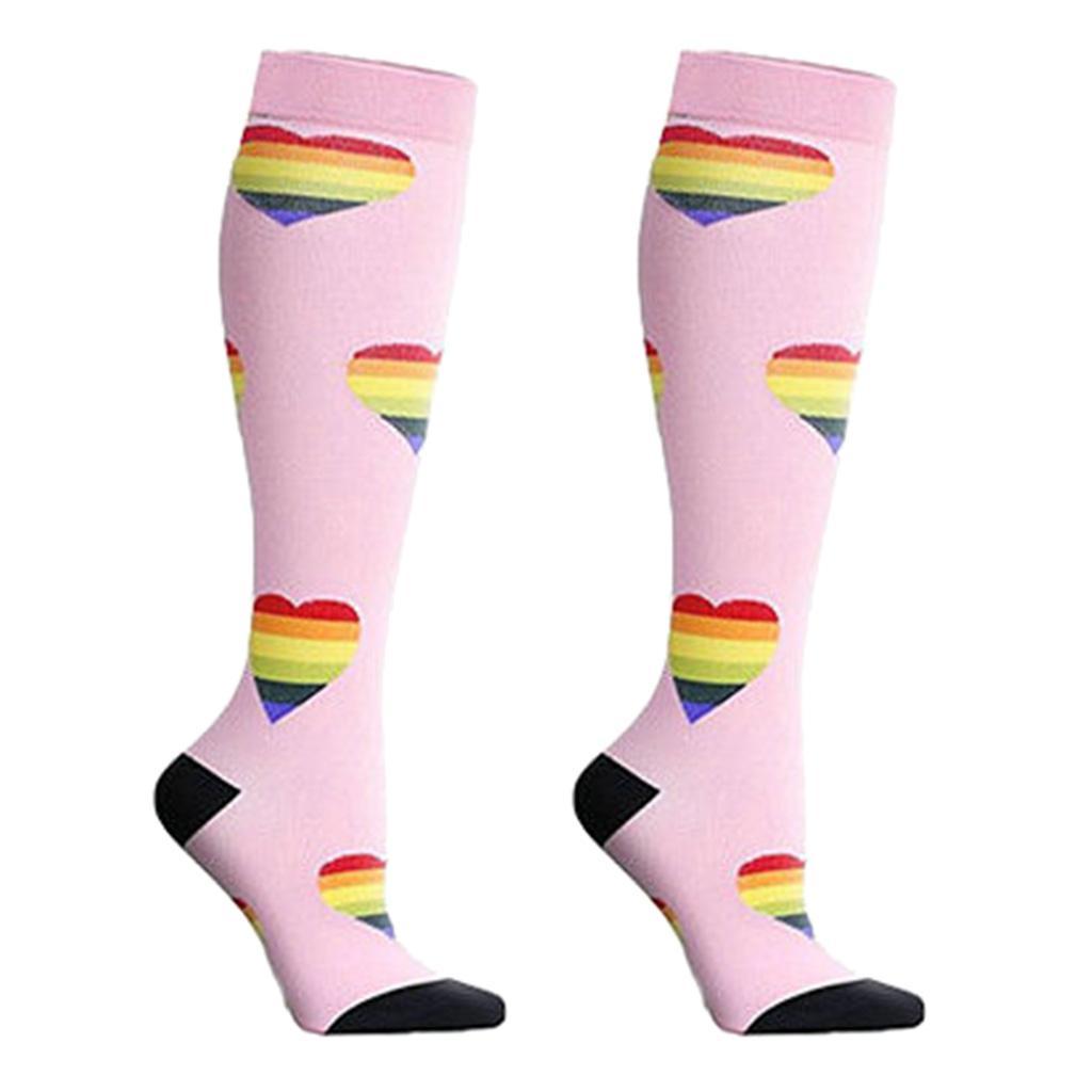 1 Pair Women Sports Leg Support Sleeves Compression Socks Pink Blue Gray M/S XL/L