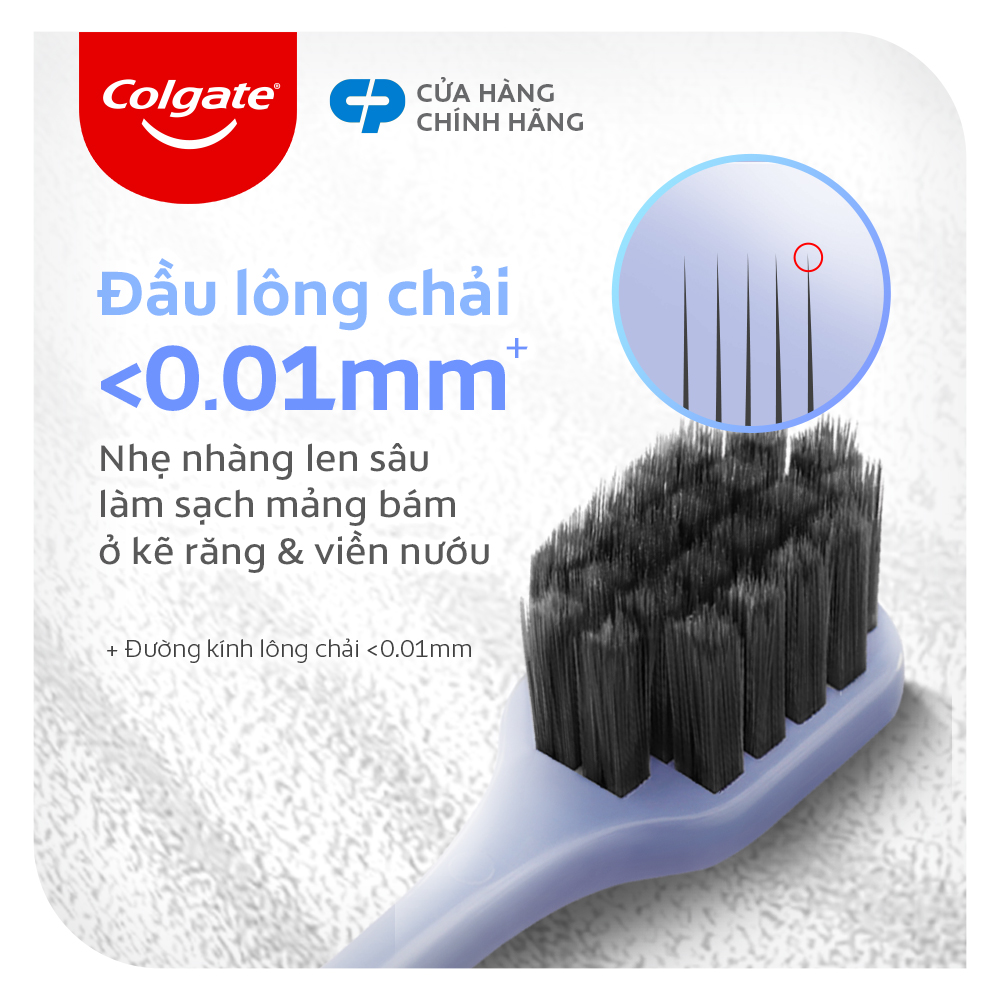 Bộ 6 bàn chải Colgate Gentle Comfort Charcoal đầu chải rộng, than hoạt tính kháng khuẩn