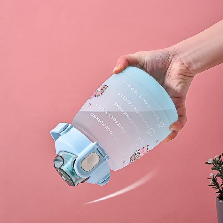 Bình Đựng Nước Bằng Nhựa Cao Cấp Thể Tích 1200ML Có Tặng Kèm Sticker Dễ Thương Và Dây Đeo Tiện Dụng