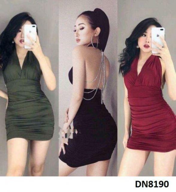 Đầm body rút nhúng hở lưng sexy