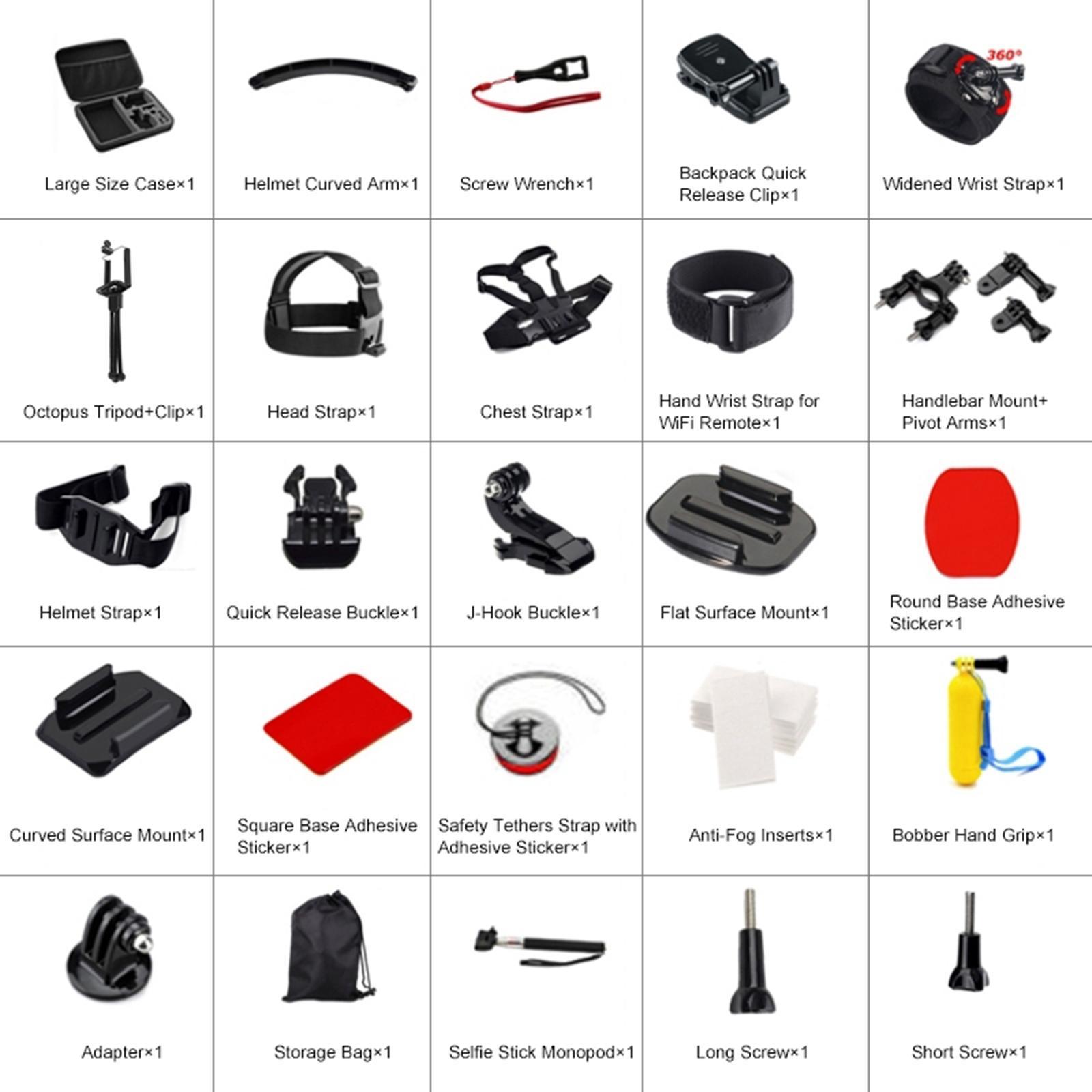 50 in 1 Action Camera Accessory Kit for HERO9 8 Black 7 6 5 4 3+ 3 2 1