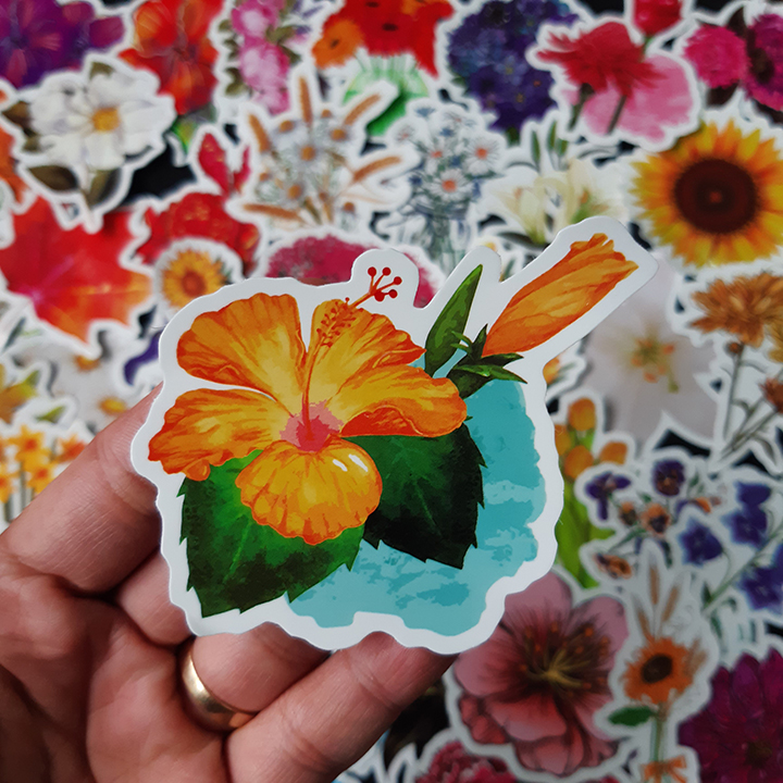 Bộ Sticker dán cao cấp chủ đề BÔNG HOA - FLOWERS - Dùng dán Xe, dán mũ bảo hiểm, dán Laptop