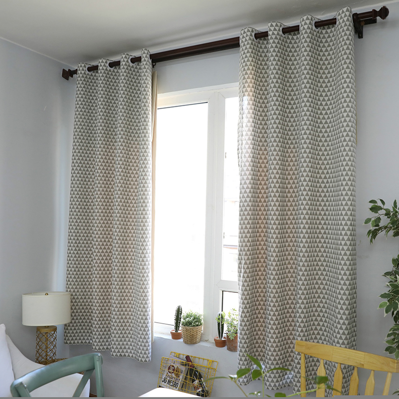 Rèm canvas, rèm cửa sổ, rèm decor MARYTEXCO trang trí nhà cửa, làm dịu nhẹ ánh sáng tự nhiên, rèm ore hoàn thiện tặng kèm dây buộc rèm vintage - họa tiết TAM GIÁC XÁM R-B10 (Giao hàng cho vận chuyển trong 8h làm việc)