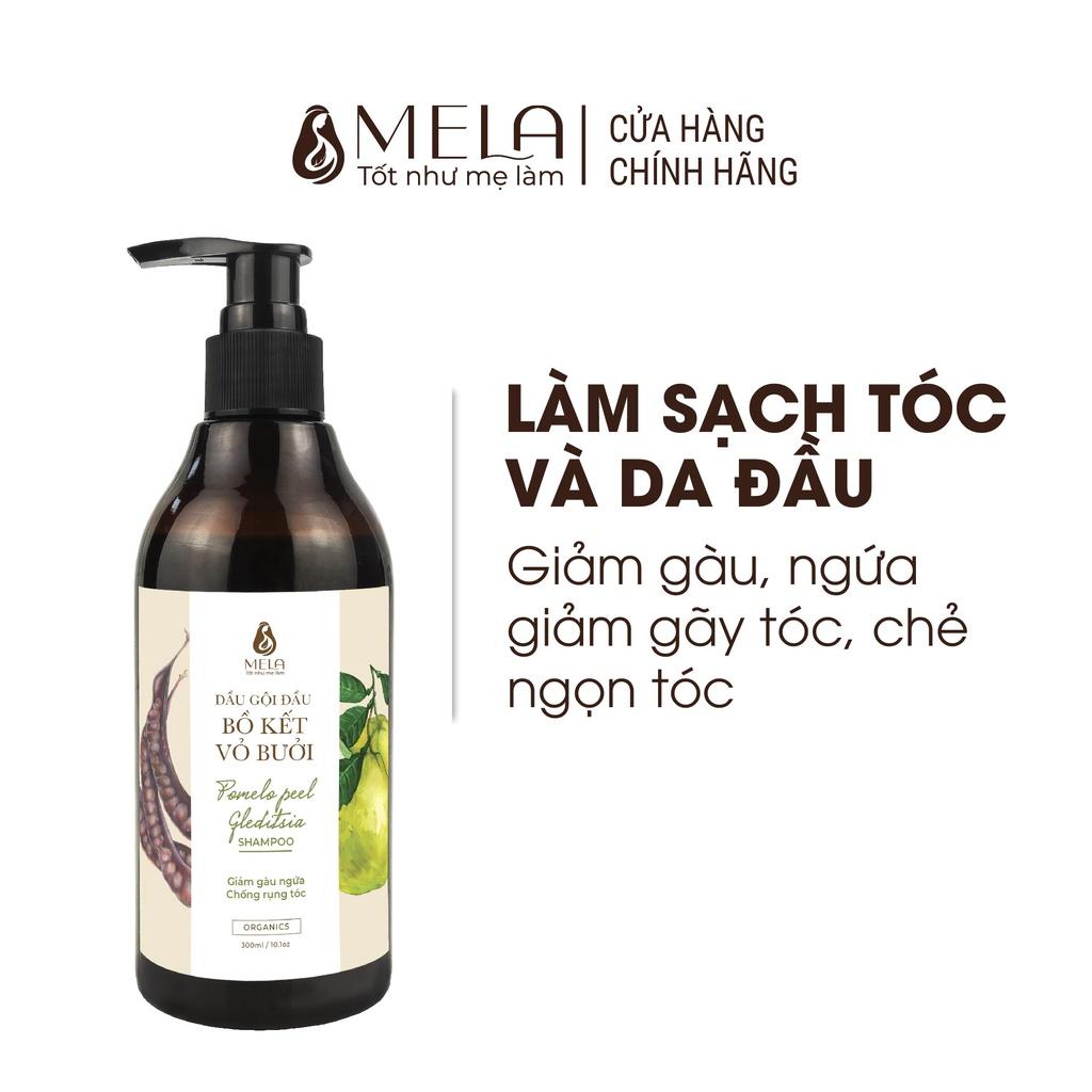 Cặp Dầu Gội Xả Bồ Kết Vỏ Bưởi Hương Nhu MELA Chăm Sóc Tóc Mềm Mượt Giảm Gàu 300ml - ML21