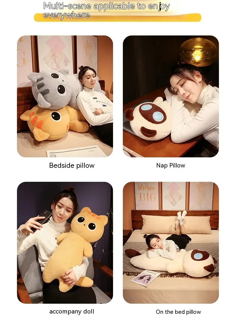 Thú nhồi bông mèo mắt to vô tri - Size từ 70cm đến 90cm - Quà tặng gấu bông mèo mắt tròn dễ thương - Gối ôm mềm mịn cho bé