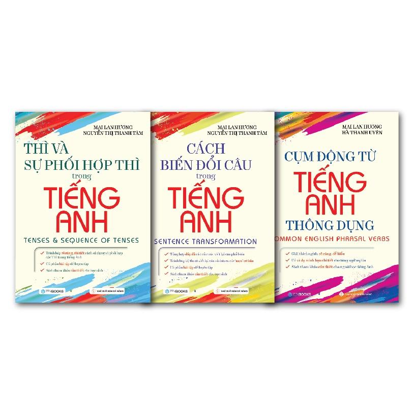 Sách - Combo 3 Cuốn Thì Và Sự Phối Hợp Thì, Cụm Động Từ, Cách Biến Đổi Câu Trong Tiếng Anh