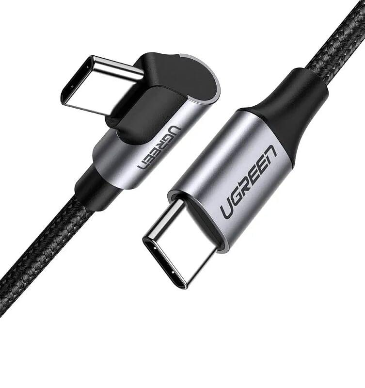 Ugreen UG50123US255TK 1m cáp USB 2 đầu type C vuông góc 60W PD mạ nhôm nâu đen - HÀNG CHÍNH HÃNG