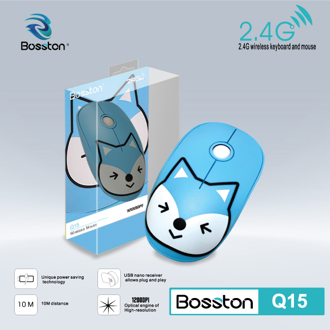 Chuột không dây Wireless nhiều hình thú dễ thương Bosston Q15-HN - Hàng Chính Hãng