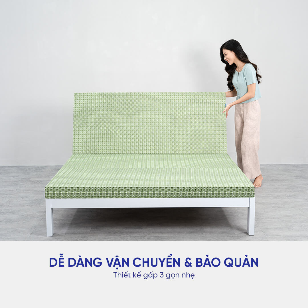 Nệm bông ép Goodnight Nova gấp gọn tiện dụng, nâng đỡ 5 tiếp điểm cơ thể