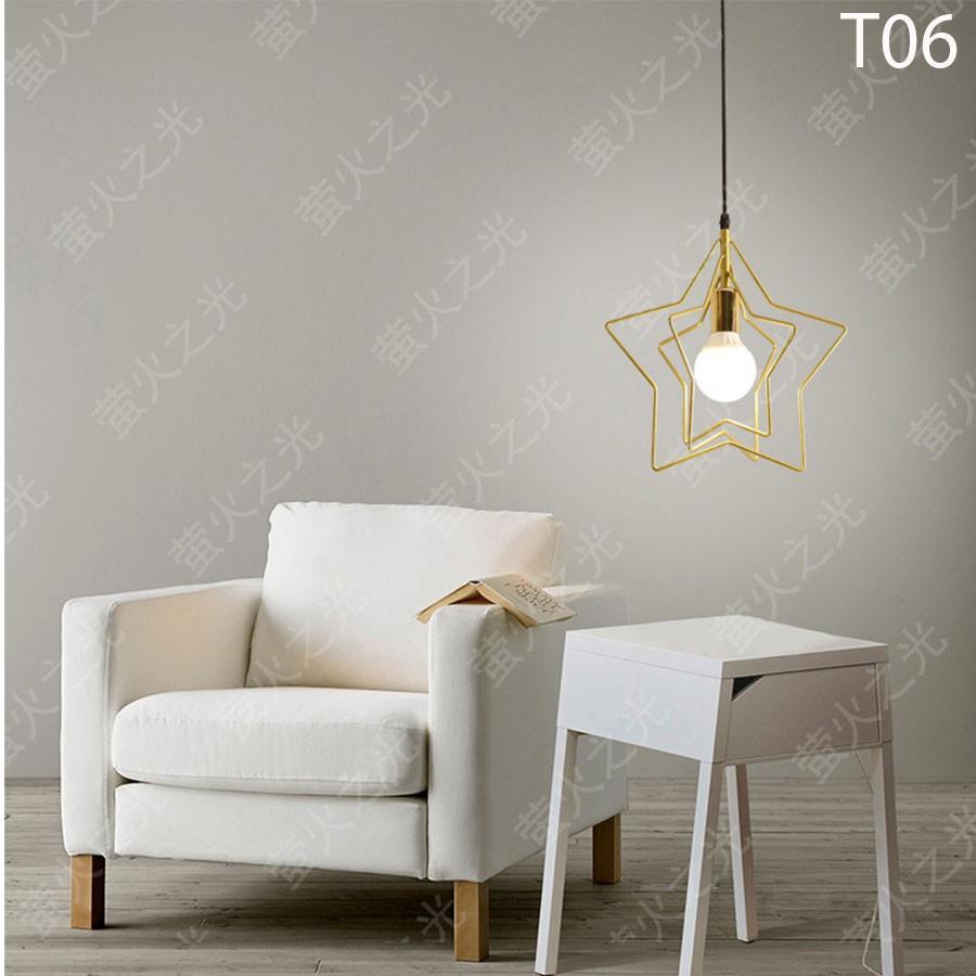 Đèn thả ngôi sao khung 3 vòng hình ngôi sao trang trí phòng bêp, quán cafe , quán trà sữa-T06