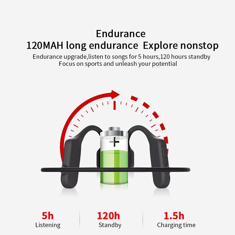 Dẫn Truyền Xương Tai Nghe Không Dây Bluetooth Chống Thấm Nước Thoải Mái Mặc Mở Tai Trọng Lượng Nhẹ Không-Tai Nghe Nhét Tai Thể Thao