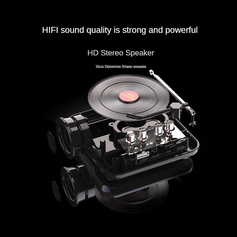 Không dây bluetooth retro radio vinyl ghi âm Bluetooth loa sáng tạo âm thanh retro radio radio di động Màu sắc trang trí mini: Brown