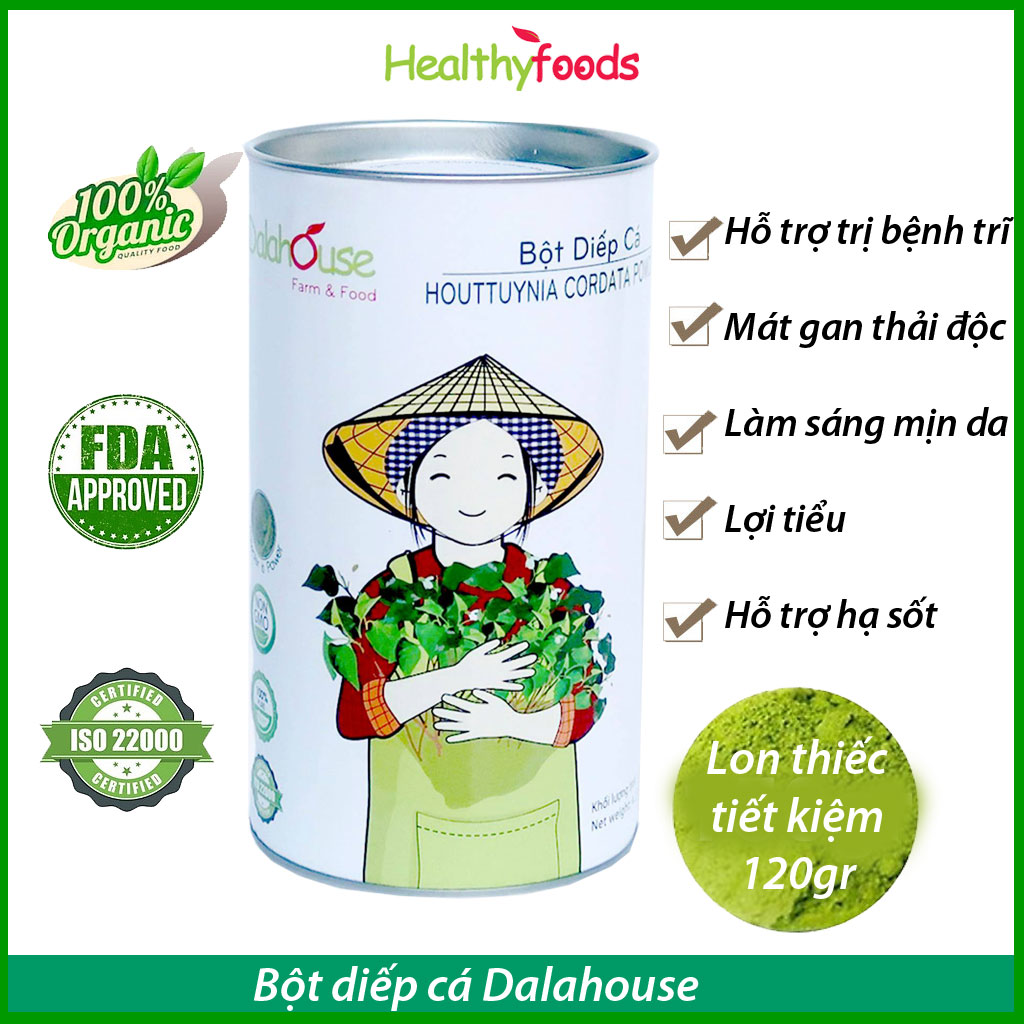 Bột Diếp Cá Dalahouse 120 gram Công Nghệ Sấy Lạnh Theo Tiêu Chuẩn Châu Âu, Hỗ Trợ Làm Đẹp Da Mát Gan, Ngừa Mụn, Kháng Viêm, Tiêu Hóa Tốt – Hàng Chính Hãng