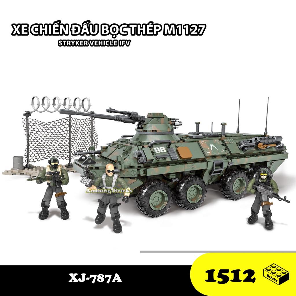 Đồ chơi Lắp ráp Xe thiết giáp M1127, Block 787A Stryker Vehicle, Xếp hình thông minh, Mô hình Quân sự